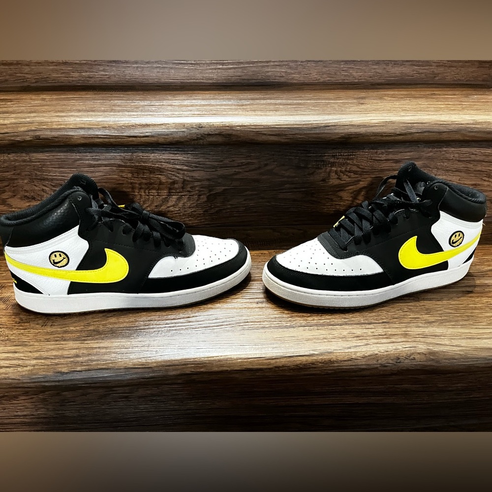 Nike-Court Vision- Mid Black/White/Yellow- Men’s Size 9